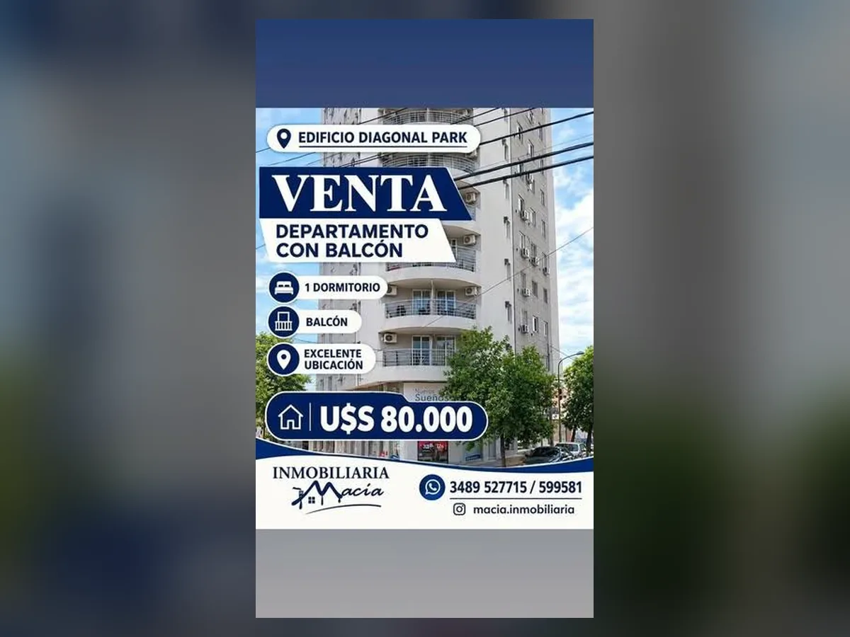 Departamento con balcón en Edificio Diagonal Park